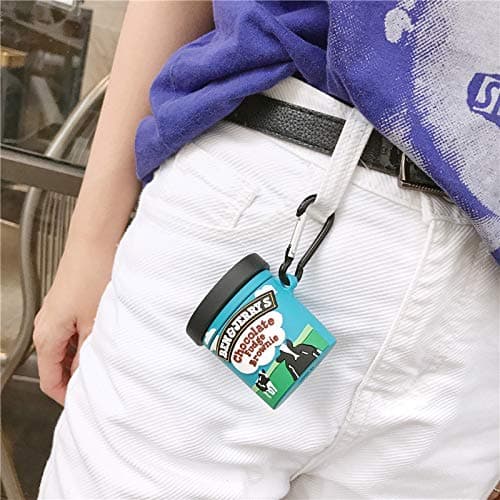 Derhom Airpods Silicone Case Funny Cute Cover Compatible for Apple Airpods 1&2[Beverage Can Series] (Benjerry Ice Cream) thumbnail 7