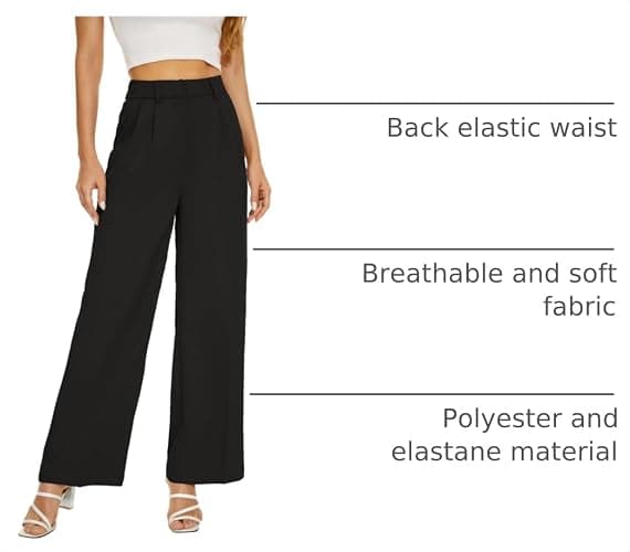 KICZOY Womens High Waist Wide Leg Dress Pants Loose Fit Back Elastic Waist Pleated Front Trousers for Work Casual thumbnail 4