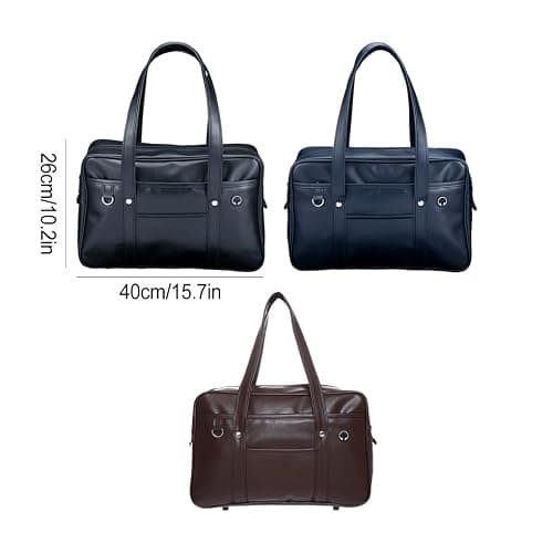 gosduiwip Premium Leather School Bag For Student Uniform Laptop Lightweight Japanese Handbag Large Capacity PU Wide Application, Black thumbnail 5