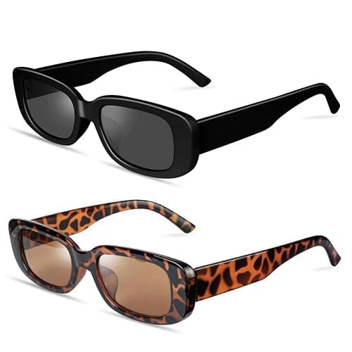 Ainiv Vintage Lunettes de Soleil Rectangulaires pour Femmes Hommes, Écran Solaire UV400 et Protection UV, pour Shopping, Voyage - Image 1