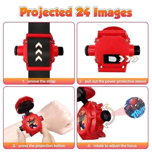FILDANCO Superhero Projector Watch Kids Digital Watch Toy Toddler Watch with 24 Anime Images Stocking Stuffer Gift for Birthday Halloween Christmas Anniversaries (Red), B0CRKSR635 thumbnail 3