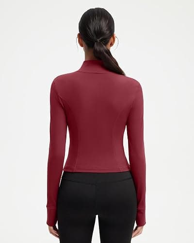 SUUKSESS Women Golden Full Zip Up Workout Cropped Jackets Lightweight Athletic Yoga Tops thumbnail 2