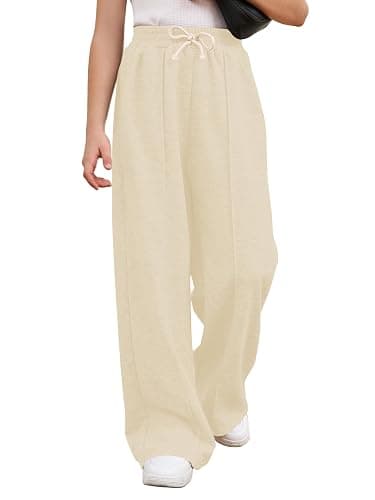 COZYEASE Girl's Wide Leg Sweatpants High Elastic Waist Straight Leg Baggy Jogger Pants with Pocket - Image 1