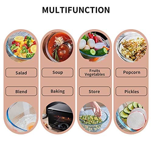 Luvan High Borosilicate Glass Mixing Salad Bowls with Lids 3 Piece(4.5QT,2.7QT,1.1QT),Large Kitchen Nesting Bowls with Airtight Lids Great for Food Storage, Cooking, Baking, Prepping -Clear - (3 pieces with lid ) - (3 Pieces With Lid ) thumbnail 3