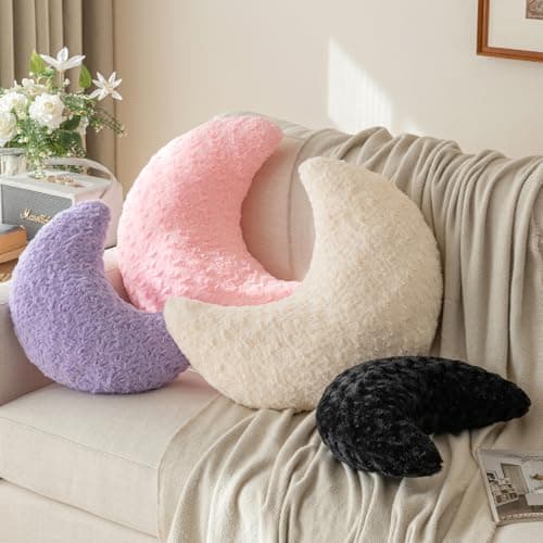 Moon Pillow, Decorative Throw Pillow with Soft Plush for Couch Bed, Cozy Moon Decorative Pillows for Bedroom Living Room, Home Décor Comfort Gift (Lavender Purple, 14.9 Inches) thumbnail 3