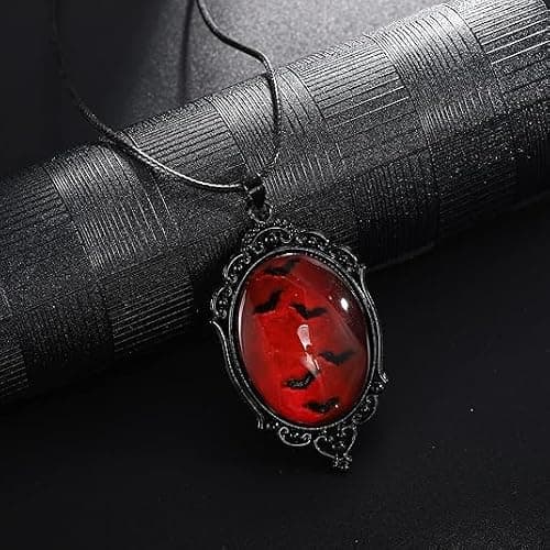 YWMAN Gothic Vampire Bat Earrings Necklace Set - Vintage Dark Bat Earrings Blood Pendant - Mystic Witch Jewelry Gifts Halloween Costume for Women thumbnail 2