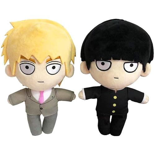 2pcs Mob Plush Kageyama Shigeo and Reigen Arataka Plush Figure, 20cm Anime Plushies Mob Stuffed Doll Mini Hug Pillow Nap Pillow Cushion Sofa Decoration - Image 1