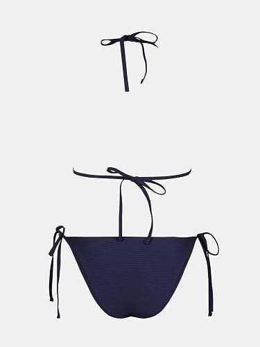 CUPSHE Women's One Piece Swimsuit Bathing Suit Halter Cutout Pluning Neck Backless Self Tie Textured thumbnail 5