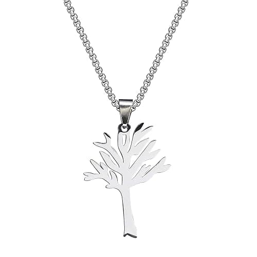 DCNREJGZ Stainless Steel Tree Pendant Necklace Chain, Punk Rock Style - Image 1