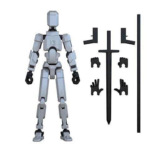 MerryXD T13 3D Action Figure,Assembly Completed Dummy Nova Titan Lucky 13 Action Figure 3D Printed Multi-Jointed Movable Toy Silver - Image 1