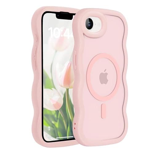 Amzfield Magnetic for iPhone 16e for iPhone 17e Case, Compatible with Magsafe Wavy Frame Cute Design Translucent Matte Hard Back Silicone Phone Case for iPhone 16 e for iPhone 17 e Women Girls, Pink thumbnail 8