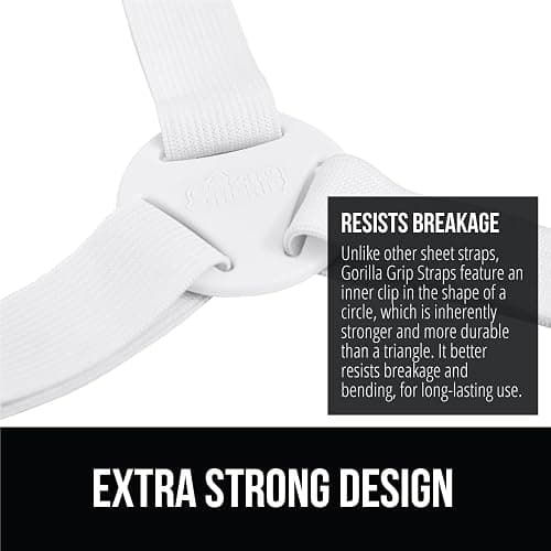 GORILLA GRIP Patent Pending Bed Sheet Holders, Adjustable Elastic Fasteners with Metal Clips, Keep in Place Fitted Bedding Straps, Firm Tight Suspenders for Mattress, US Designed, 4 Pack White thumbnail 4