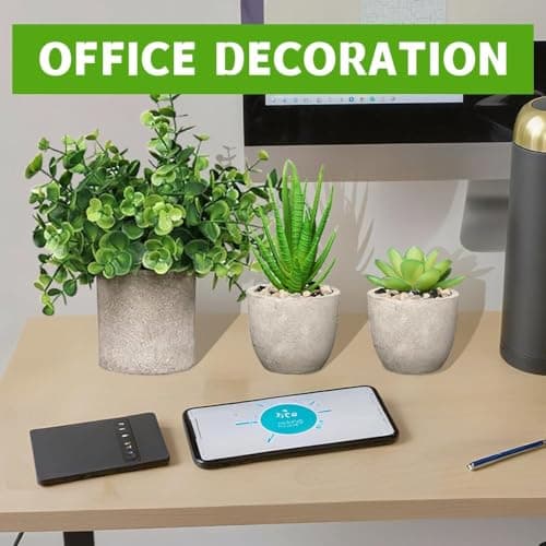 Artificial Plants Indoors in Pots, 4 Set Small Fake Plants, Plastic Eucalyptus, Rosemary, Mini Succulents Faux Plant for Office Desk Decor, Bedroom, Bathroom, Kitchen, Home Decoration. thumbnail 6