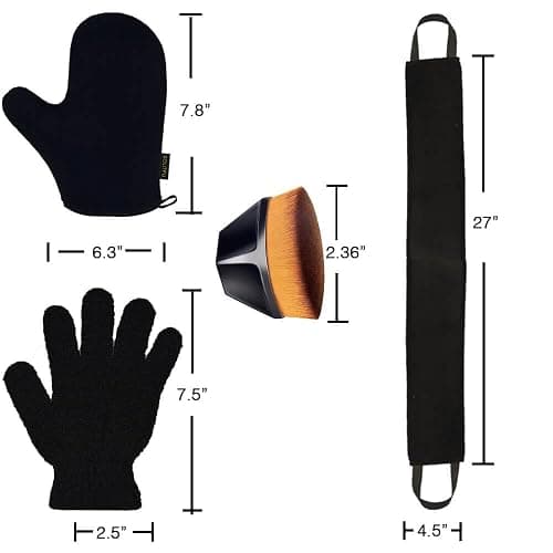 4Pack Self Tanning Mitt Set, 1 Self Tan Mitt, 1 Self Tanner Lotion Back Applicator, 1 Self Face Tanning Brush, 1 Exfoliating Glove, Self Tan Kit (4pack tanning applicator) thumbnail 5
