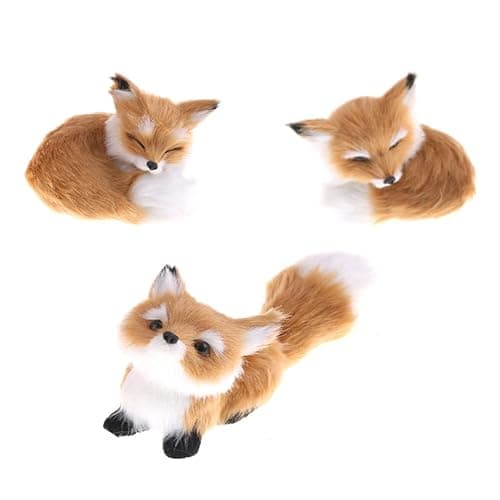 GUDVES Simulation Brown Fox Toy Furs Squatting Fox Model Home Decoration and Kids' 6-Inch Plush Mini Fox (Pitching) thumbnail 7