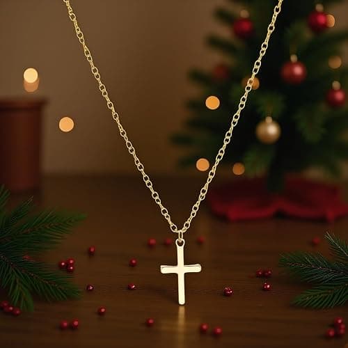 Cross Necklace for Women Girls Trendy，Dainty 14K Gold Silver Plated Minimalist Cross Choker Pendant necklaces Non Tarnish, Cute Simple Faith Jewelry Gifts for Easter, Baptism, Christian, or First Communion thumbnail 3