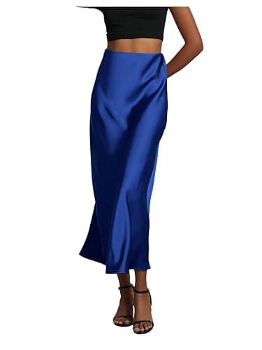 SHENHE Women's Satin Maxi Skirts High Waisted A Line Long Skirts Elegant Office Skirts - Image 1