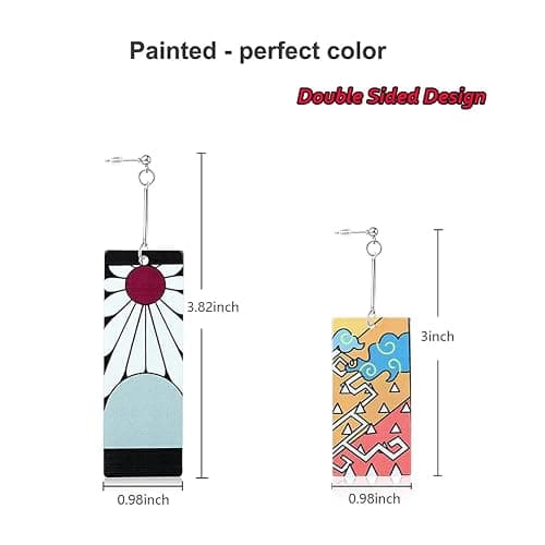 KAERUN 12 Pairs Women's Tanjiro Earrings Anime Demon Slayer Earrings Cosplay Fashion Double-sided Acrylic Alloy Resin Earring for Friends Mother and Daughter Halloween Christmas Birthday Jewelry Gifts thumbnail 3
