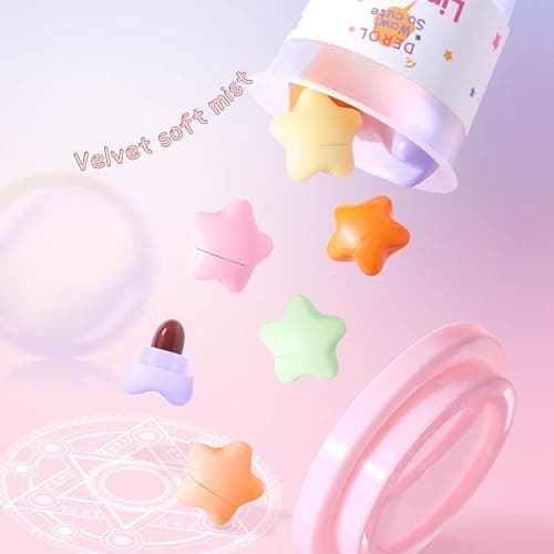 Garcoa Laboratories Mini Star Lipstick Set, 6Pcs Cute Long Lasting Matte Lipstick Set, Portable Colorful Velvet Lipsticks with Pink Cup, Suitable for Various Makeup thumbnail 5