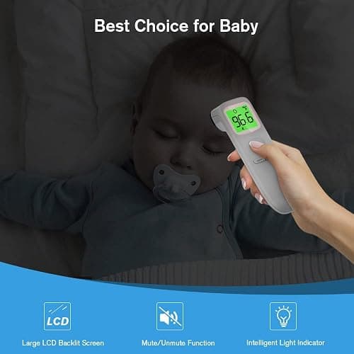 ANMEATE No-Touch Forehead Thermometer for Adults, Infrared Digital Thermometer for Kids, Touchless Baby Thermometer, Accurate Reading with Large Display, Mute Mode, Memory Recall, Fever Alarm thumbnail 8