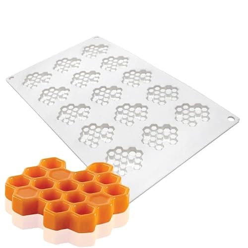 15 Cavity Silicone Honeycomb Molds for Chocolate Honeycomb Bee Silicone Fondant Mold Beehive Silicone Baking Molds Bee Candy Silicone Mold for Kitchen Cake Cupcake - Image 1