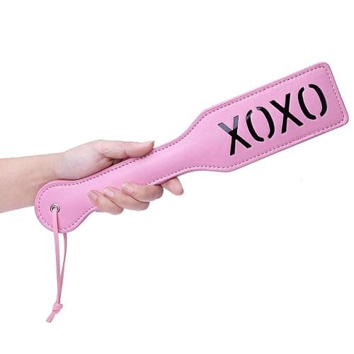 VENESUN XOXO Spanking Paddle for Adults Sex Toys, 12.8inch BDSM Faux Leather Paddle, Pink - Image 1