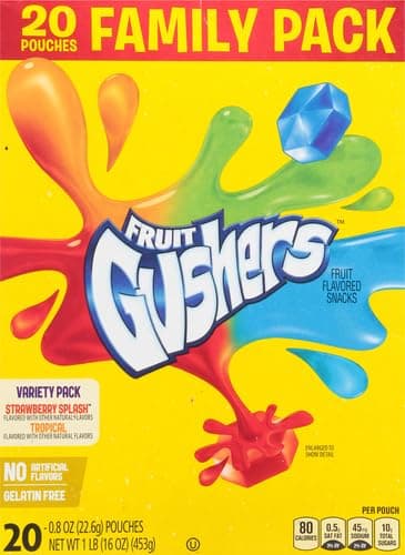 Gushers Fruit Flavored Snacks, Tropical and Strawberry Flavors, Family Pack, 20 Ct, 16 oz (Pack of 2) thumbnail 4