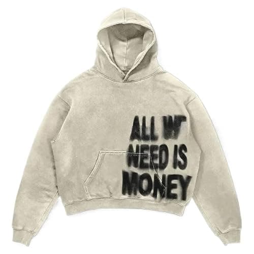 Sudiup Y2K sweatshirt with hip-hop letter print oversized men's and women's hoodies, casual loose solid Gothic top - Image 1