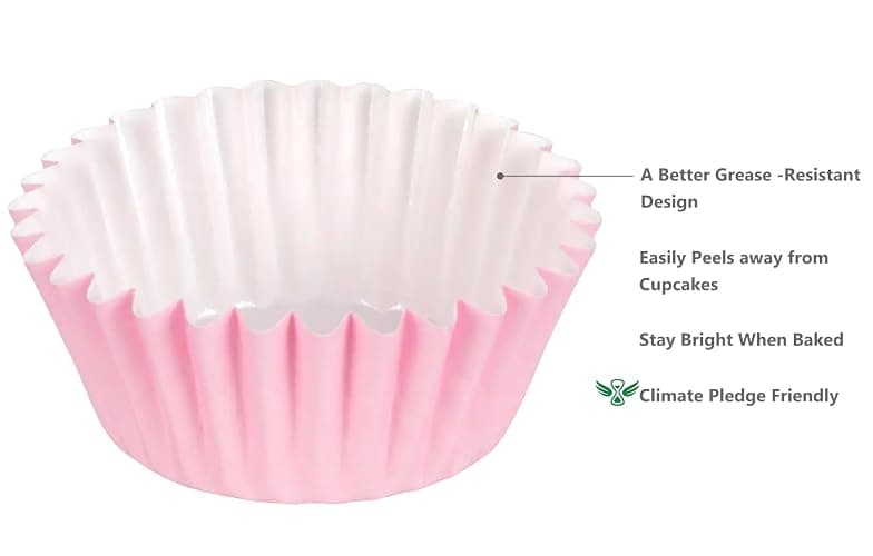 Caperci Grease-Resistant Standard Pink Cupcake Liners 150 Counts - Heavy Duty Paper Muffin Baking Cups, Odorless, No Muffin Pan Needed, Easily Peels (Pink) thumbnail 4