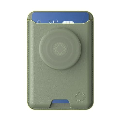 PopSockets Softgoods Phone Wallet with Expanding Grip and Adapter Ring for MagSafe, Magnetic Phone Card Holder, Wireless Charging Compatible, Wallet Compatible with MagSafe/Samsung - Eucalyptus thumbnail 4
