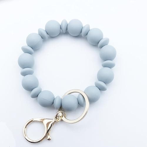 Unpafcxddyig Wristlet Bracelet Keychain Silicone Bead Elastic Bangle Key Chain Holder Clip for Women thumbnail 2