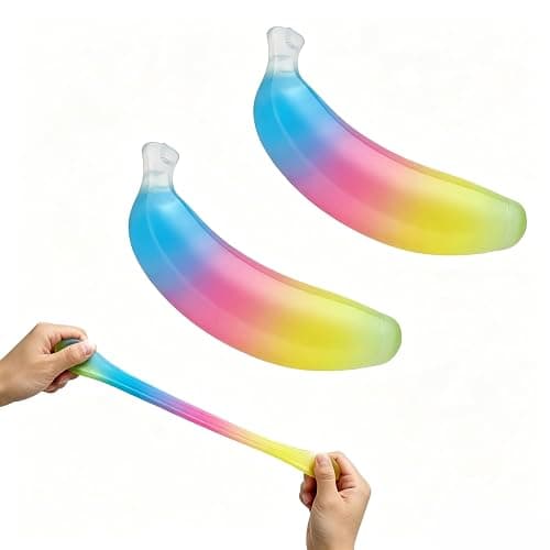 Ice Cube Squishy Banana Stress Ball – Super Soft Colorful Banana Shaped Slow Rising Squishy, Non-Toxic Squeeze Fidget Toys for Kids & Adults for ADHD, Anxiety Relief & Desk Fun - Image 1