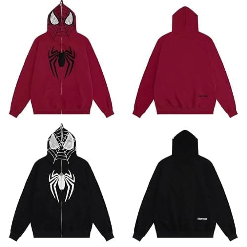 OATSBAS Y2K Hip Hop Spider Hoodie for Women Men Graphic Full Zip up Hoodies Oversized Kawaii Hoodies Spider Jacket thumbnail 5