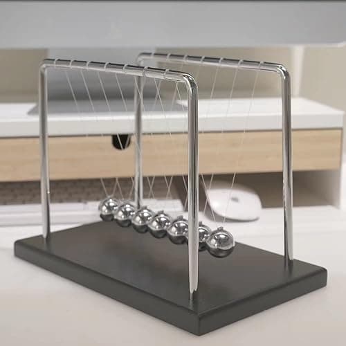Newtons Cradle Pendulum with 7balls 50+ Sec Swingtime Glass Base Balance Ball thumbnail 3