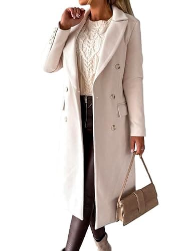 IDEALSANXUN Womens Long Wool Coat Double Breasted Trench Coat Fall Winter Clothes - Image 1