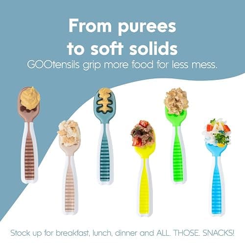 NumNum Baby Spoons Set, Feeding Littles x Silicone Pre-Spoon GOOtensils for Baby Led Weaning, Self-Feeding & Teething, First Stage Toddler Utensils for Ages 6+ Months, 3-Pack, BPA-Free (Neutrals) thumbnail 7