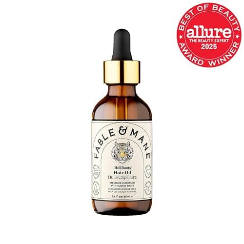 Fable and Mane Hair Oil - HoliRoots Strengthening Serum for Damaged, Frizzy Hair with Ashwagandha, Castor Oil & Scalp Treatment - 1.8FL oz thumbnail 2