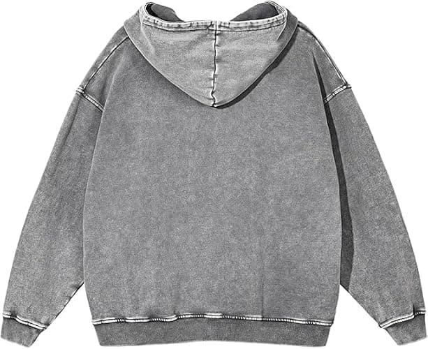 KEEPSHOWING Mens Oversized Hoodies Vintage Hoodie Couples Pullover Acid Wash Hoodies for Men Streetwear Sweatshirts thumbnail 3