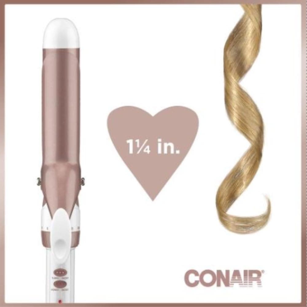 Conair Tenaza con tecnologia de doble ceramica con barril de 1 1/4" cd702gnes Blanco/Rose Gold, 0.38 kilograms, 1 unidad thumbnail 2