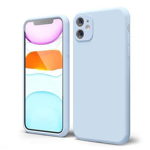 oakxco for iPhone 11 Phone Case Liquid Silicone, Thin Slim Soft Rubber TPU Plain Smooth Gel Cover for Women Girl Aesthetic, Matte Solid Protective & Shockproof Bumper Grip, Aqua Sky Baby Light Blue - Image 1
