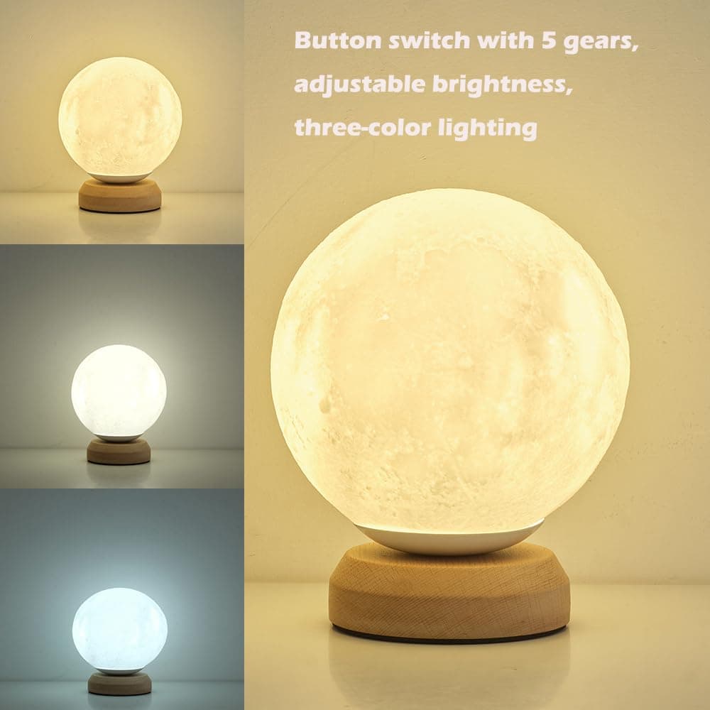 Moon Lamp, 3-Color Temperature Lamp,Bedroom Bedside Night Lights, Dimmable Led Lighting, Table Lamps for Living Room OfficeCreative Home Decor,Valentines Unique House warmging Gift thumbnail 2