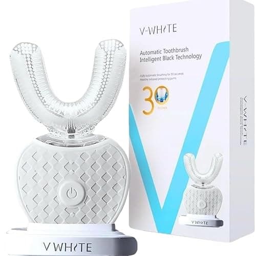 V-WHITE Ultrasonic U-Shaped Toothbrush for Teeth Whitening, Electric Toothbrush For Adults - 360° Mouth Cleansing, Hands Free Gums Protection - Wireless Charging & LED Light -Waterproof IPX7 Certified - Image 1