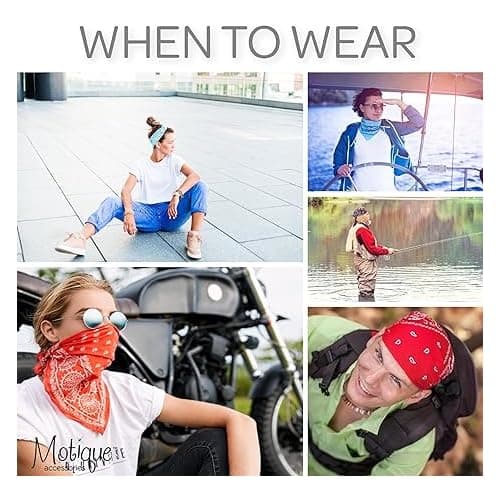 Motique Accessories Set of 3 Paisley Bandanas – 100% Cotton 22 Inch Head Scarf Neck Bandana Face Cover thumbnail 3