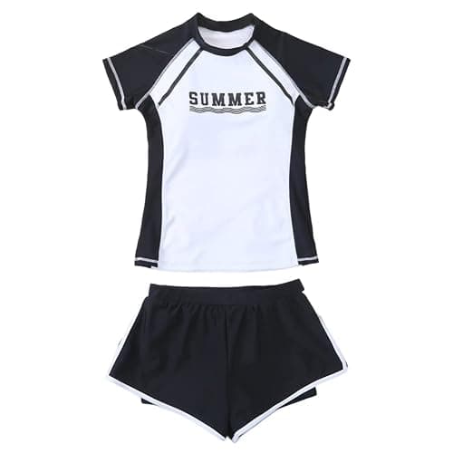 KORADI Girls Swimsuits Rash Guard Swim Set Kids Two-Piece Bathing Suits Teen Swimwear Beach Shorts Sun Protection Swim Shirts thumbnail 6