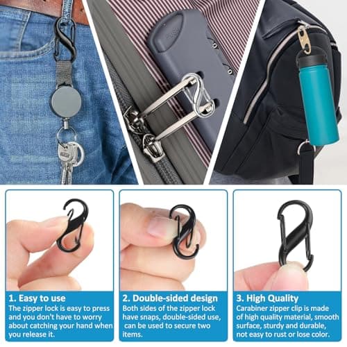 Phinus Lock Combo, Total 21PCS Clips Anti-Theft, Locks Anti-Theft for Luggage, Clothing, Backpacks, Boots, Purses, Travel Outdoor Sports(Black, Silver, Gold) thumbnail 4