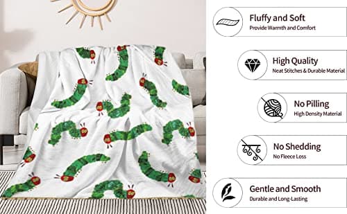 Sonernt Throw Blanket for/Couch/Bed Plush Blankets and Throws Very Hungry Caterpillar Flannel Fluffy Warm Cozy Blanket for Kids Girl Boy Dad Mom,60x80 Inches thumbnail 3