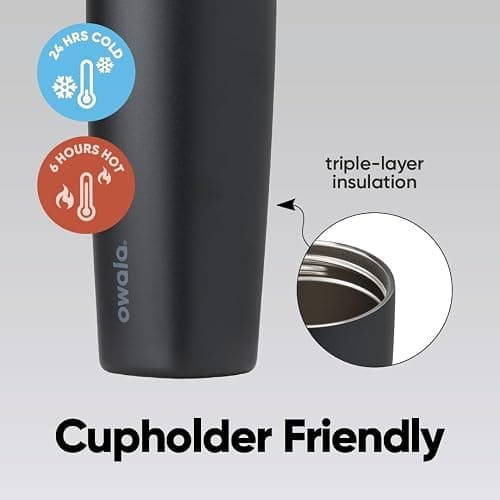 Owala SmoothSip Slider Ceramic-Lined Insulated Stainless Steel Coffee Tumbler, No Metallic Taste Reusable Travel Mug, Hot Iced Coffee Cup, BPA Free 20 oz, Very, Very Dark thumbnail 6