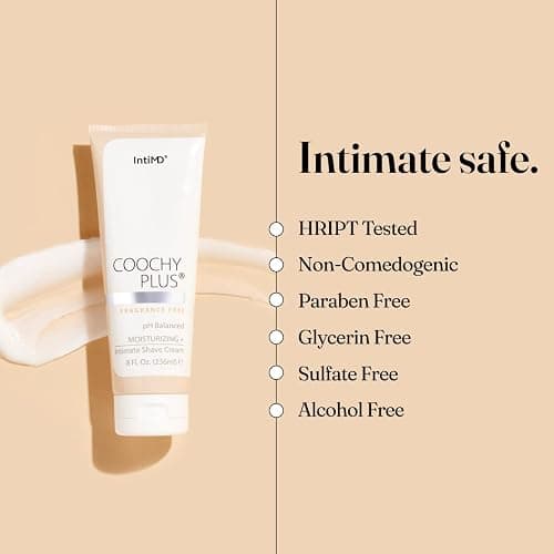 IntiMD Coochy Plus Intimate Shaving Cream Fragrance Free For Pubic, Bikini Line, Armpit and more - Rash-Free, Prevents Razor Burns & Bumps, In-Grown Hair, Itchiness 8oz Tube thumbnail 4