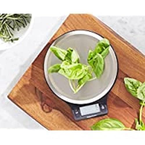 Amazon Basics Digital kitchen scales with LCD display (with batteries), Black and Stainless Steel, BPA free, Weighs up to 11 pounds thumbnail 2