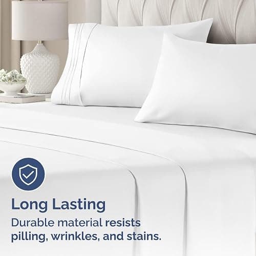 Queen Pillow Cases Set of 2 - Ultra Soft Hotel Quality Pillowcase Covers - Comfy, Cozy & Wrinkle Free - Shrinkage, Stain and Fade Resistant - Machine Washable Pillow Protectors - 2 Piece Set - White thumbnail 4